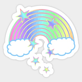 Rainbow Colors Clouds And Stars Sticker